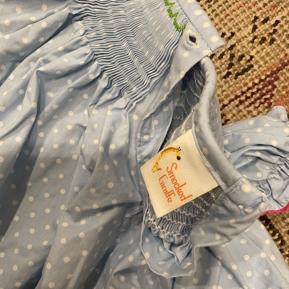 Smocked Giraffe Ballet Slipper Girl’s Dance Polka Dot Dress - Picture 5 of 6